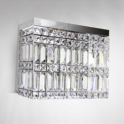 Arandela Interna Retangular Cristal Asfour Transparente Lapidado 30x10 Laila Golden Art G9 P922 Quartas e Salas LSB