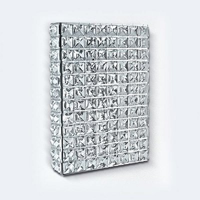 Arandela Interna Retangular Painel Cristal Asfour Transparente Alumínio 29x20 Golden Art G9 PC001 Banheiros e Quartos LSB