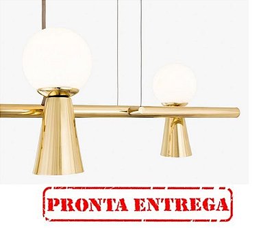 PRONTA ENTREGA / Lustre Pendente Golden Art Pivô 5 Lâmpadas Dourado LSB