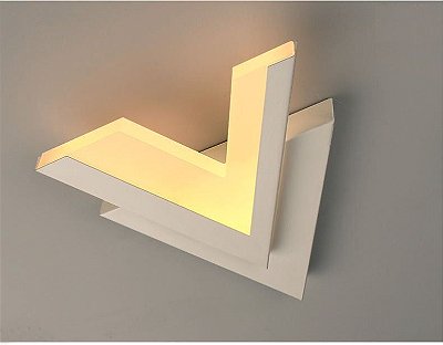 Arandela Branca LED Formato V Triangular Moderna Dupla Parede