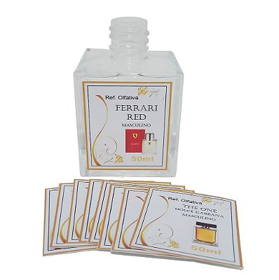 100 rótulos para perfumes vidros de 50ml (quadrado ou cubo)