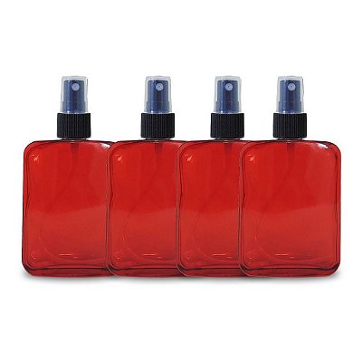 kit com 05 Vidros para perfumes de 100ml linha color Red + Válvula Spray Preta ROSCA 18MM