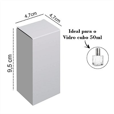 Caixa Branca 9,5x4,7x4,7cm Frasco Vidro Cubo 50ml 100 Unid.