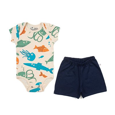 Conjunto Body Short Infantil Masculino Manga Curta Have Fun 24681