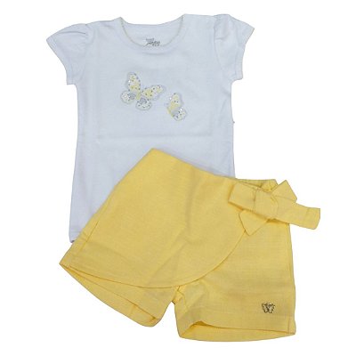 Conjunto para Bebê Body Feminino Short Manga Curta 213641 Anjos Baby