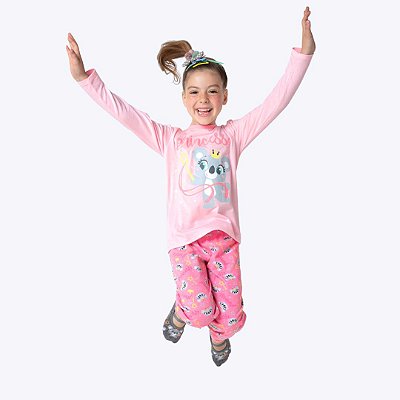 Pijama Manga Longa Coala Princess Teen Menina Puket  030501932