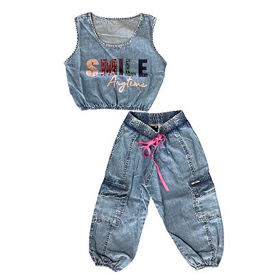 Conjunto Infantil Feminino Regata com Calça Jogger Tyara 4358