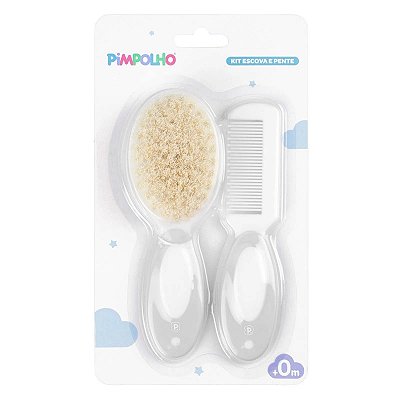 Kit Escova com cerdas naturais e Pente para Bebês Pimpolho 94963