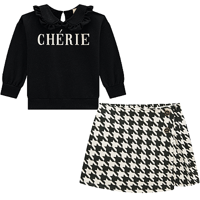 Conjunto Infantil Feminino Manga Longa Short Saia Milon 4593