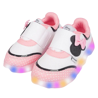 Tênis Infantil Feminino com Luzinha Minnie Disney Pampili 682027