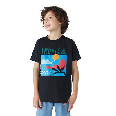 Camiseta Preta Infantil Masculina Hering Kids 5DRC