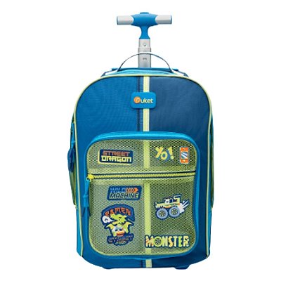 Mochila Escolar com Rodinha Color Block Azul Puket 050403531
