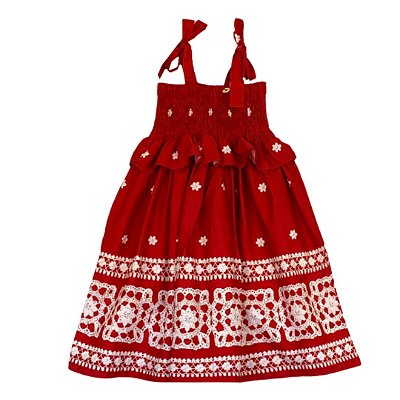 Vestido Vermelho Infantil  Estampa Vovó Noel Precoce 4334