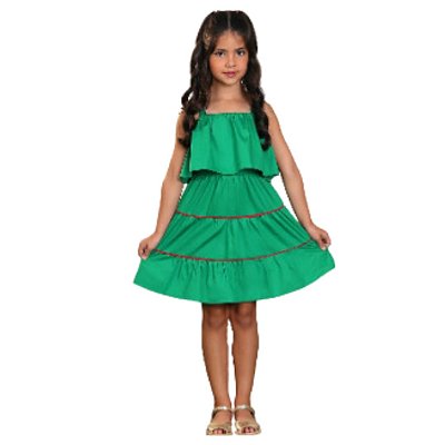 Vestido Verde Modelagem Reta Infantil Precoce 4336