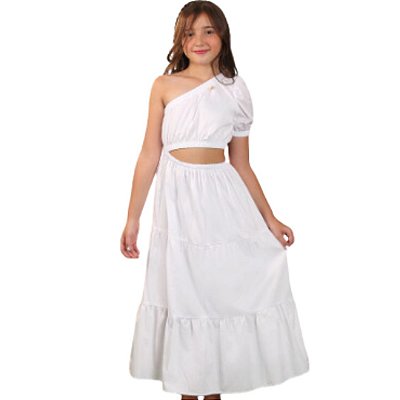 Vestido Liso Branco Infantil Precoce 4343