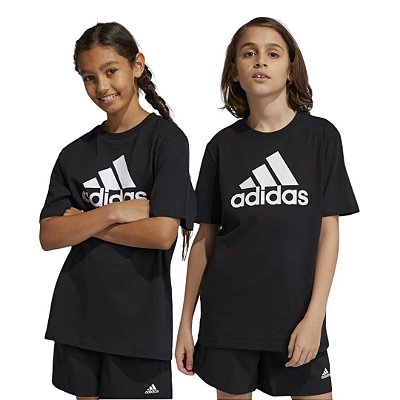 Camiseta Preta Unissex Juvenil Esportiva Adidas IC6855