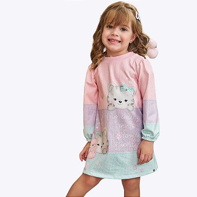 Vestido Peluciado Colorido em Termoskin Infantil Feminino Infanti 71474