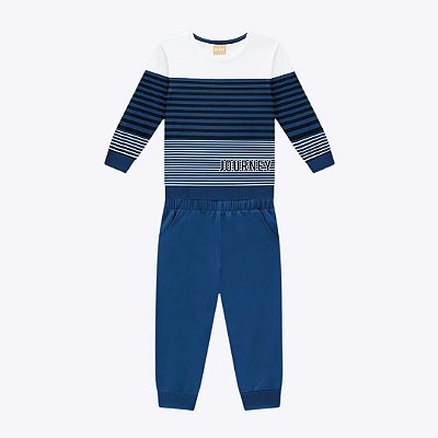 Conjunto Moletom Listras Infantil Menino Milon 2000102