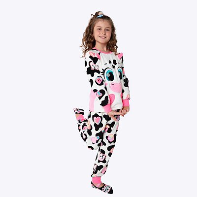 Pijama Manga Longa Teen Menina Vaca Patches Puket 030502307