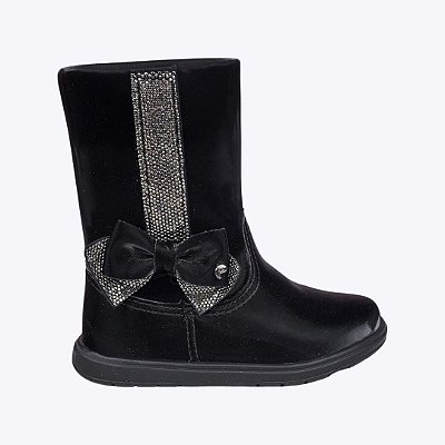 Bota Preta Faixa Manta Strass Infantil Feminina Pampili 477004000