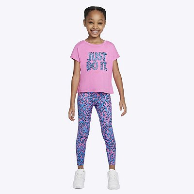 Conjunto Camiseta e Calça Legging Infantil Menina Nike 36L777-AFN