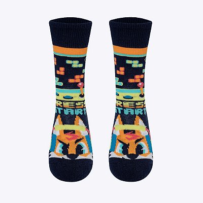 Meia Cano Longo Infantil Menino Raposa Gamer Puket 010406254