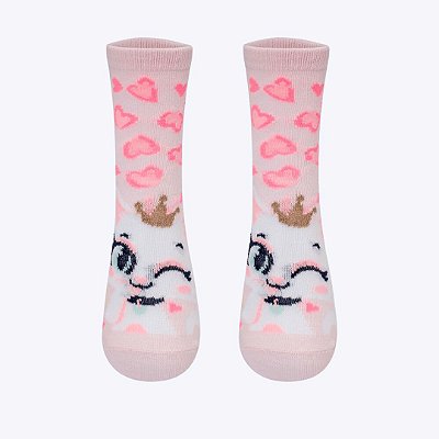 Meia Soquete Infantil Menina Gata Romântica Puket 010406240