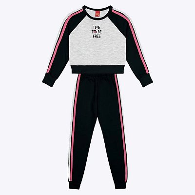 Conjunto Moletom Mescla Infantil Feminino Kyly 1000096
