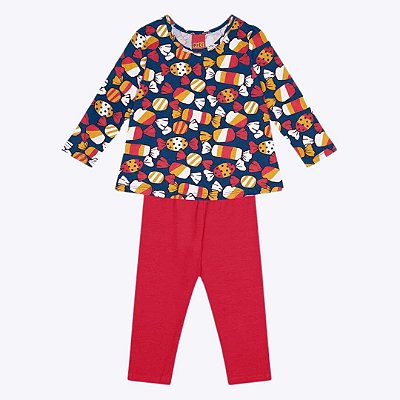 Conjunto Manga Longa Infantil Feminino Kyly 1000037