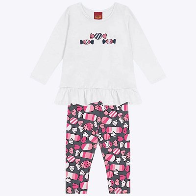 Conjunto Manga Longa Infantil Feminino Kyly 1000042