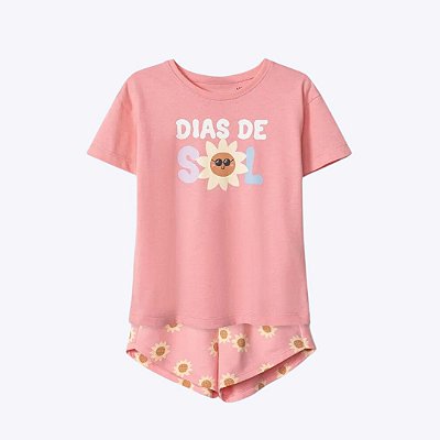 Conjunto Manga Curta Toddler Estampado Infantil Menina Hering Kids 5B7f1aen