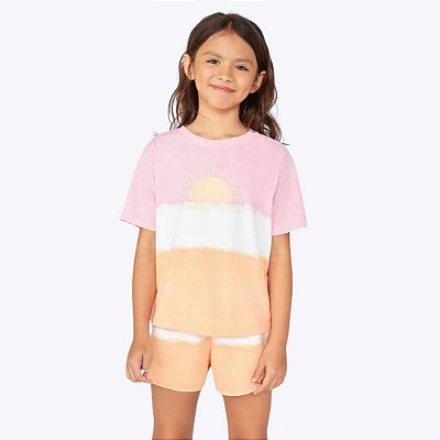 Blusa Manga Curta Estampa Colorida Dip Dye Infantil Menina Hering Kids 5Dq11aen