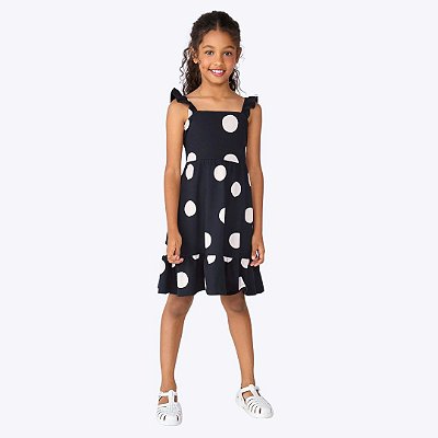 Vestido Preto Poá Infantil Menina Hering Kids 5B6l1ben