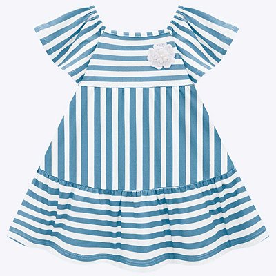 Vestido Manga Curta Listrado Infantil Feminino Milon 2000364
