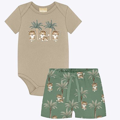 Conjunto Body Tigre e Bermuda Bebê Menino Milon 2000342