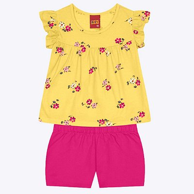 Conjunto Blusa Estampada e Shorts Moletinho Infantil Feminino Kyly 1000203