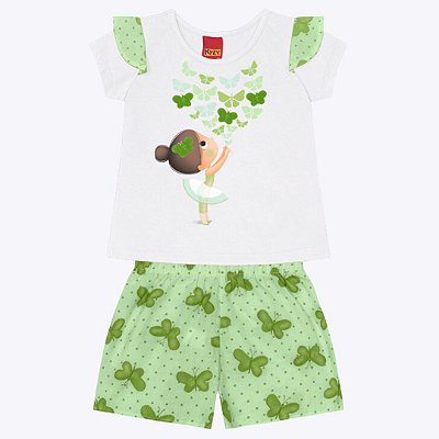 Conjunto Blusa e Shorts Meia Malha Infantil Feminino Kyly 1000209