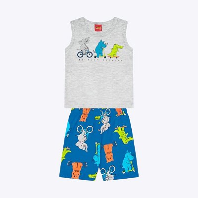 Conjunto Regata e Bermuda Estampa Animais Infantil Masculino Kyly 1000357