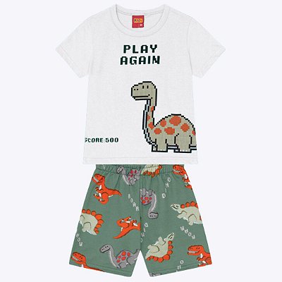 Conjunto Camiseta Manga Curta e Shorts Dino Infantil Masculino Kyly 1000363