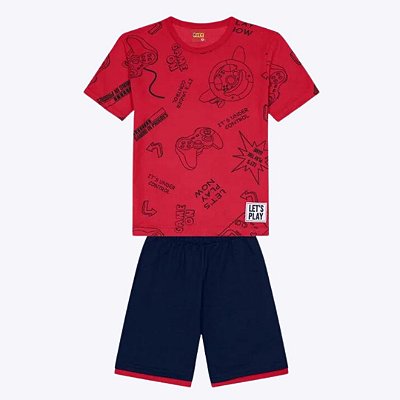 Conjunto Camiseta Manga Curta e Bermuda Lisa Infantil Kyly 1000386