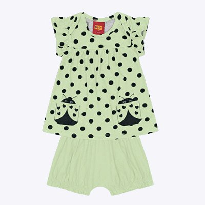 Conjunto Blusa Manga Curta e Shorts em Algodão Bebê Menina Kyly 1000477