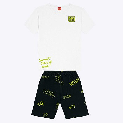 Conjunto Blusa Manga Curta e Bermuda Moletom sem Felpa Infantil Masculino Kyly 1000406