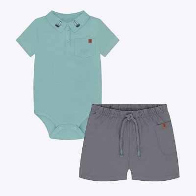 Conjunto Body Manga Curta e Bermuda Bebê Menino Milon  2000345
