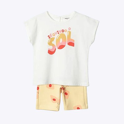 Conjunto Blusa Manga Curta e Bermuda Infantil Menina Toddler Hering Kids 5B7Q1AEN