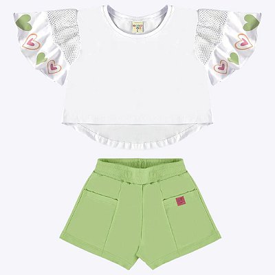 Conjunto Blusa com Manga Detalhada e Shorts Moletinho Infantil Menina Have Fun 28905