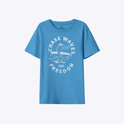 Camiseta Manga Curta Azul Estampada Infantil Menino Hering Kids  5CFYANEEN