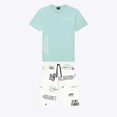 Conjunto Camiseta Manga Curta e Bermuda Moletom Teen Menino Lemon  4000048