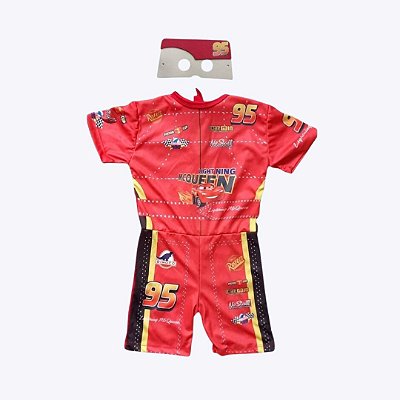 Fantasia Relâmpago MCQueen com Máscara Infantil Menino B.R.C.