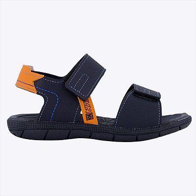 Sandália Tic Tac Marinho e Laranja Infantil Menino Klin 171191000