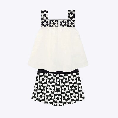 Conjunto Blusa de Alça e Shorts Cotton Flores Infantil Feminino Milon 2000383